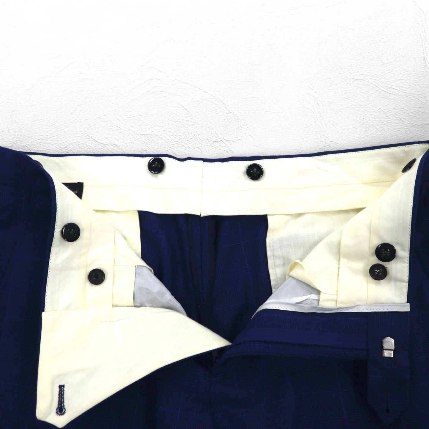 Brooks Brothers イタリア製 REGENT スラックスパンツ L ブルー チェック ウール 羊毛 サスペンダーボタン