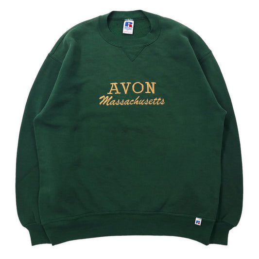 USA製 90年代 RUSSELL ATHLETIC クルーネックスウェット L グリーン コットン 裏起毛 AVON Massachusetts