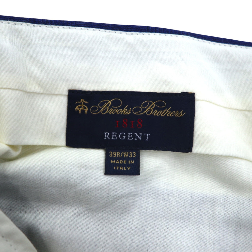 Brooks Brothers イタリア製 REGENT スラックスパンツ L ブルー チェック ウール 羊毛 サスペンダーボタン