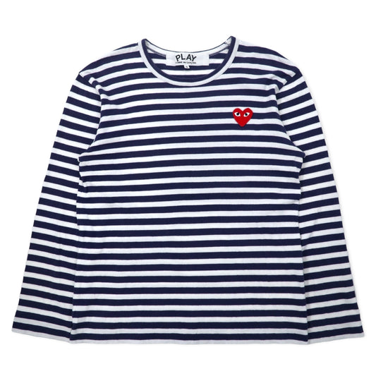 PLAY COMME des GARSONS ボーダー ロングスリーブ Tシャツ S ネイビー ホワイト コットン AZ-T010 日本製