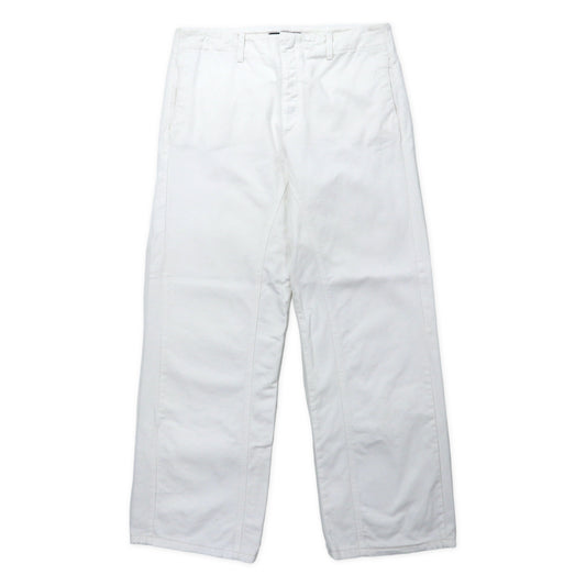 日本然リトテ-古着オンライン-GOLDEN GOOSE DELUXE BRAND イタリア製 ワイド チノパンツ S ホワイト コットン-GOLDEN GOOSE DELUXE BRAND Italian Wide Chino Pants S White Cotton