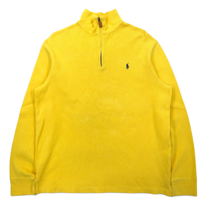 日本然リトテ-古着オンライン-Polo by Ralph Lauren 90年代 ハーフジップ スウェット L イエロー コットン スモールポニー 刺繍-Polo by Ralph Lauren 90's Half Zip Sweatshirt L Yellow Cotton Small Pony Embroidery