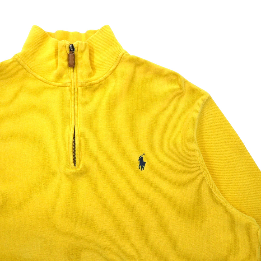 Polo by Ralph Lauren 90s Half Zip Sweatshirt L Yellow Cotton Small Pony Embroidery