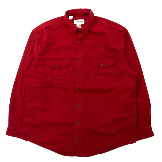 Eddie Bauer シャミークロスシャツ ビッグサイズ ワークシャツ L レッド コットン 90年代