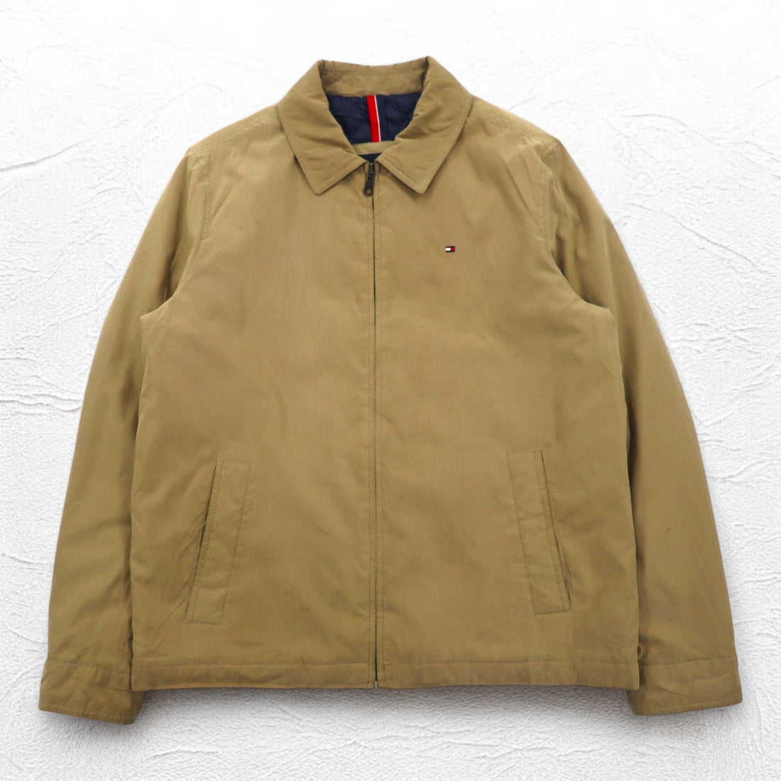 TOMMY HILFIGER Peach Skin Swing Top Harrington Jacket XL Beige Polyester
