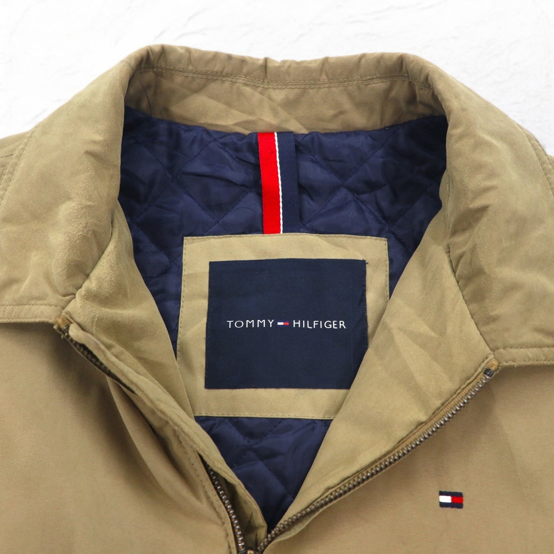 TOMMY HILFIGER Peach Skin Swing Top Harrington Jacket XL Beige Polyester