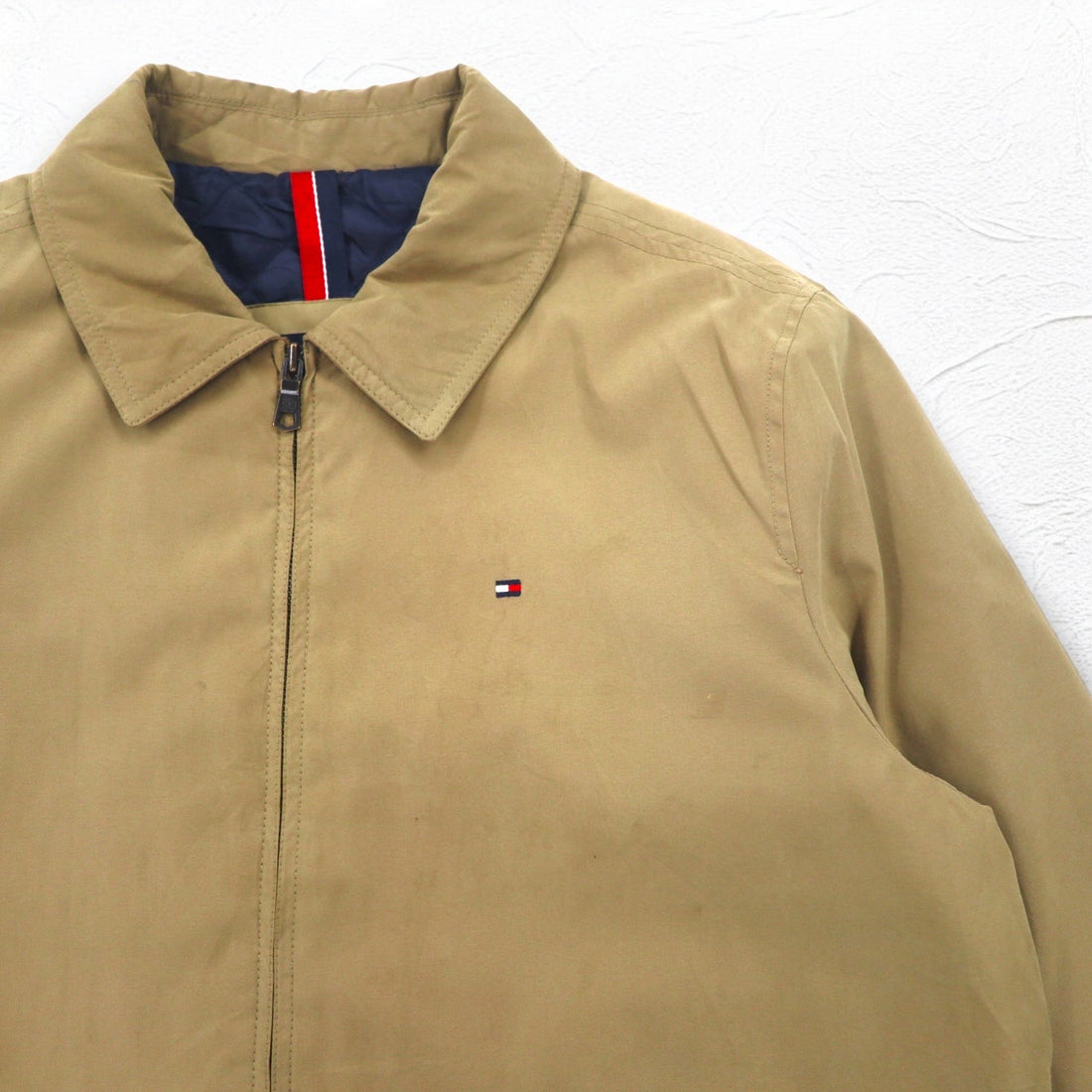 TOMMY HILFIGER Peach Skin Swing Top Harrington Jacket XL Beige Polyester