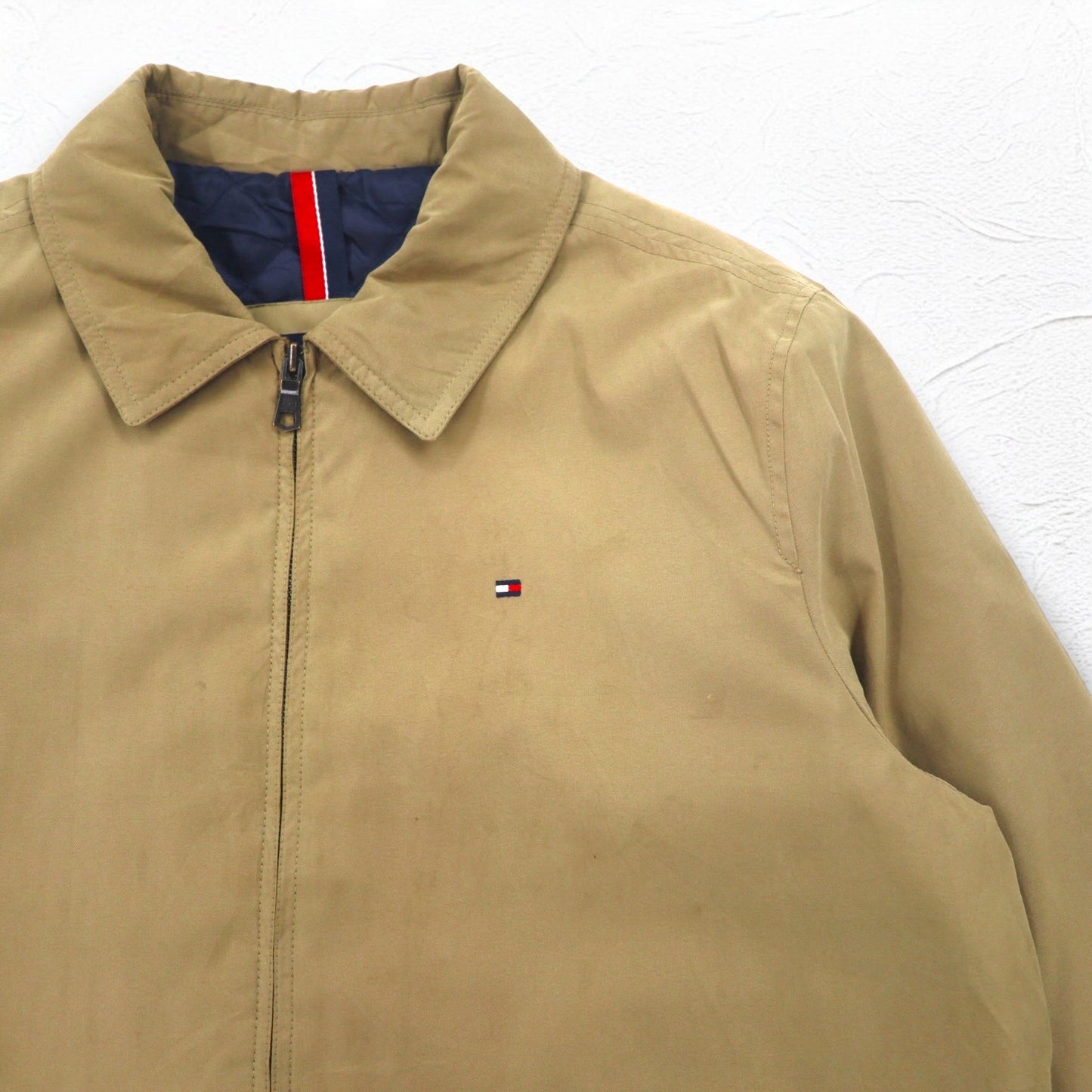 TOMMY HILFIGER ピーチスキン スウィングトップ ハリントンジャケット XL ベージュ ポリエステル