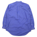 RALPH LAUREN 90s Button-down Shirt L Blue Striped Cotton Small Pony Embroidered Classic Fit CLASSIC FIT
