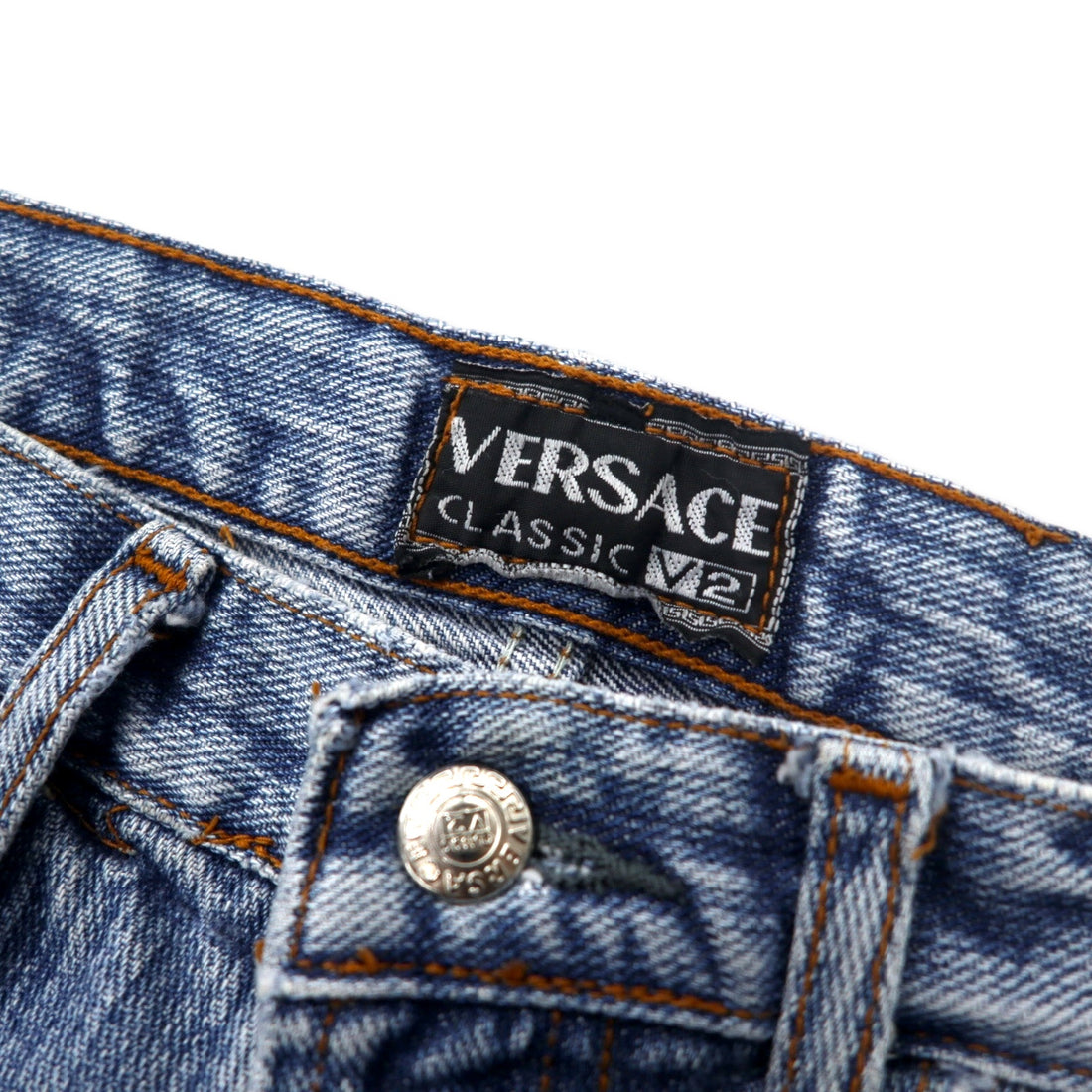VERSACE CLASSIC V2 Denim Pants 30 Blue Ice Wash Button Fly