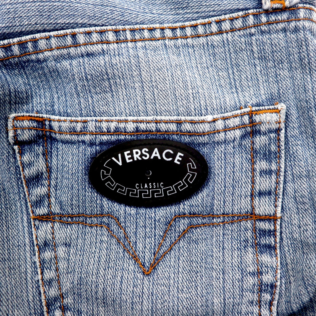 VERSACE CLASSIC V2 Denim Pants 30 Blue Ice Wash Button Fly
