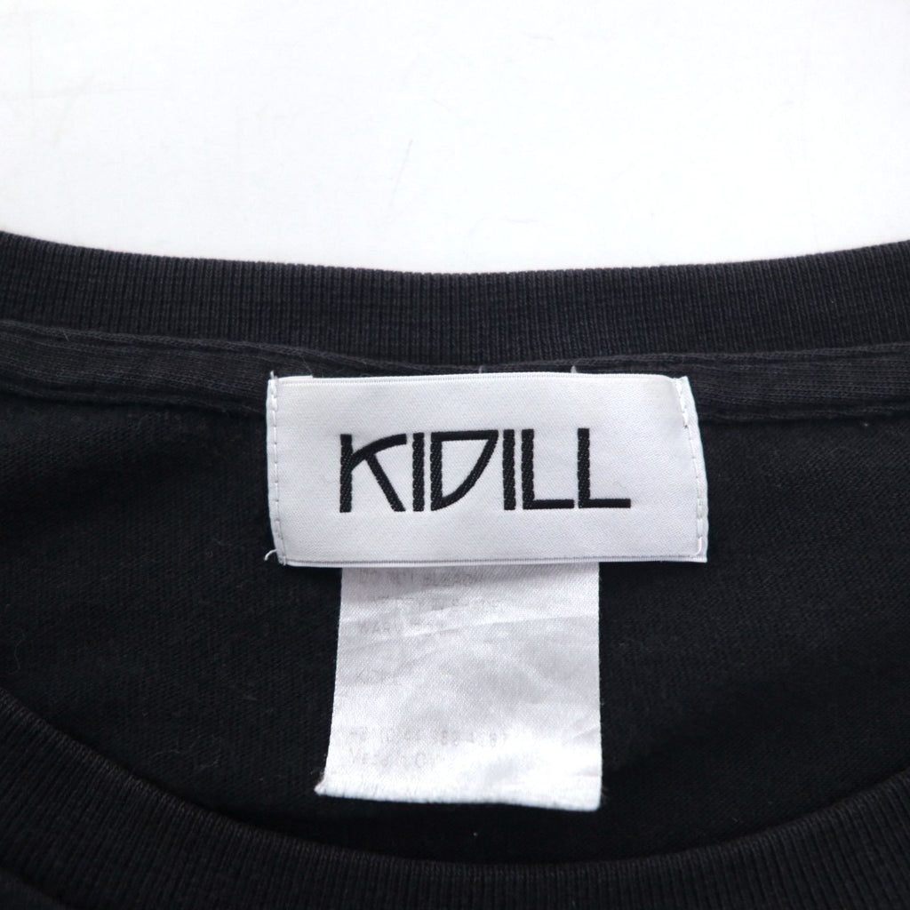 KIDILL 非芸術 プリント Tシャツ FREE ブラック コットン 漢字