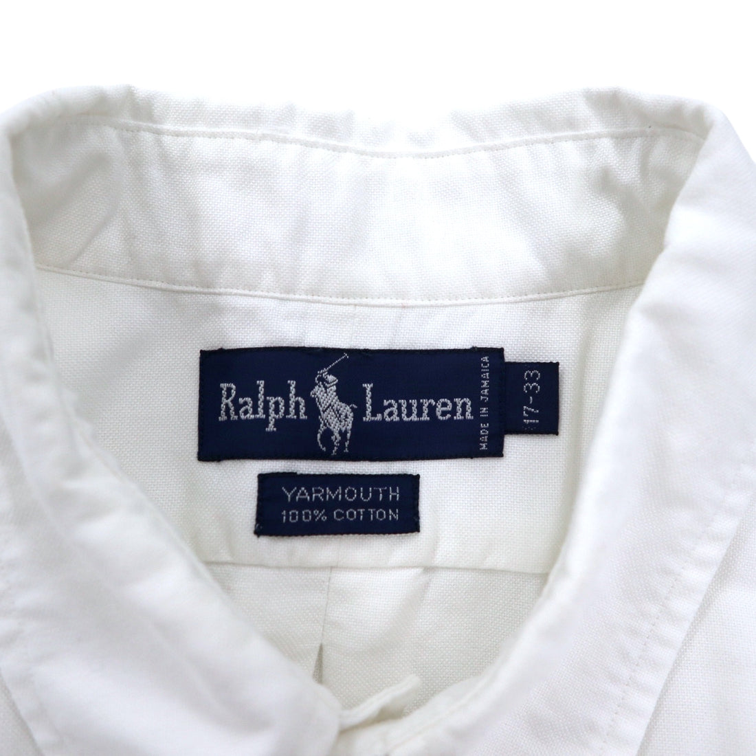 RALPH LAUREN 90s YARMOUTH Oxford Button-Down Shirt, XL, White Cotton, Small Pony Embroidery, Made in Jamaica