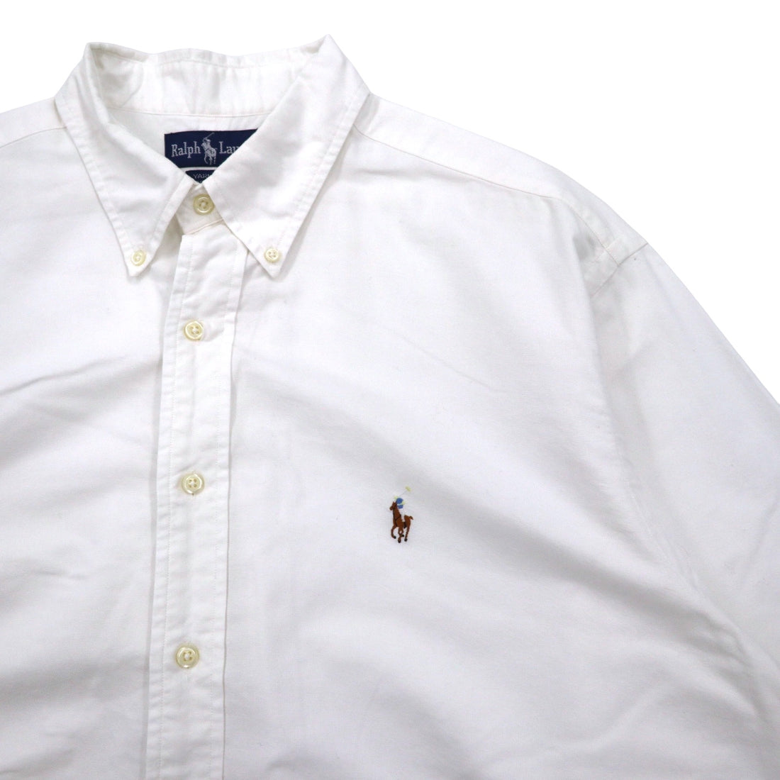 RALPH LAUREN 90s YARMOUTH Oxford Button-Down Shirt, XL, White Cotton, Small Pony Embroidery, Made in Jamaica