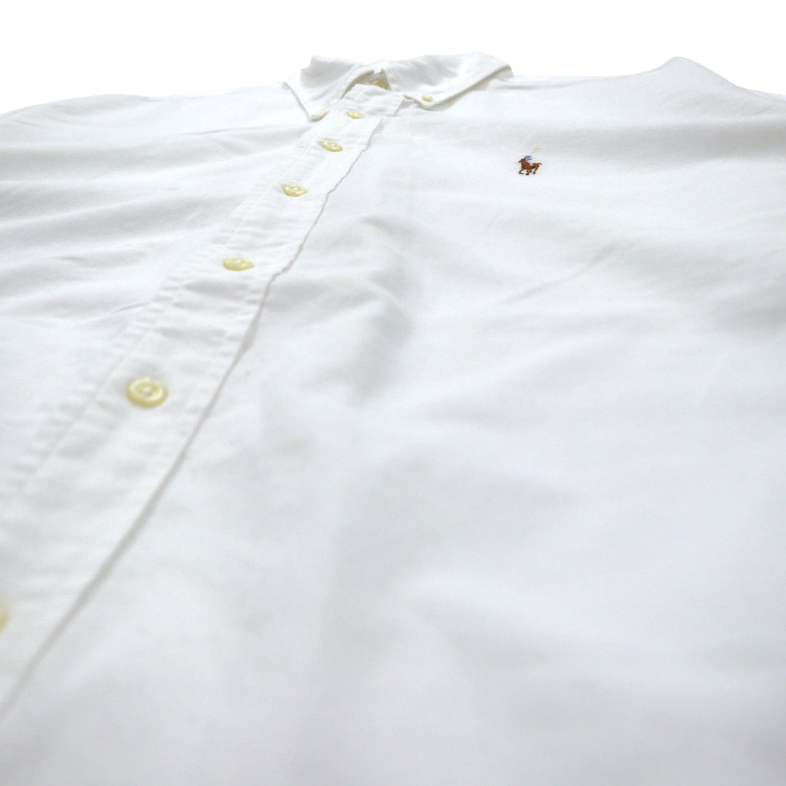 RALPH LAUREN 90s YARMOUTH Oxford Button-Down Shirt, XL, White Cotton, Small Pony Embroidery, Made in Jamaica