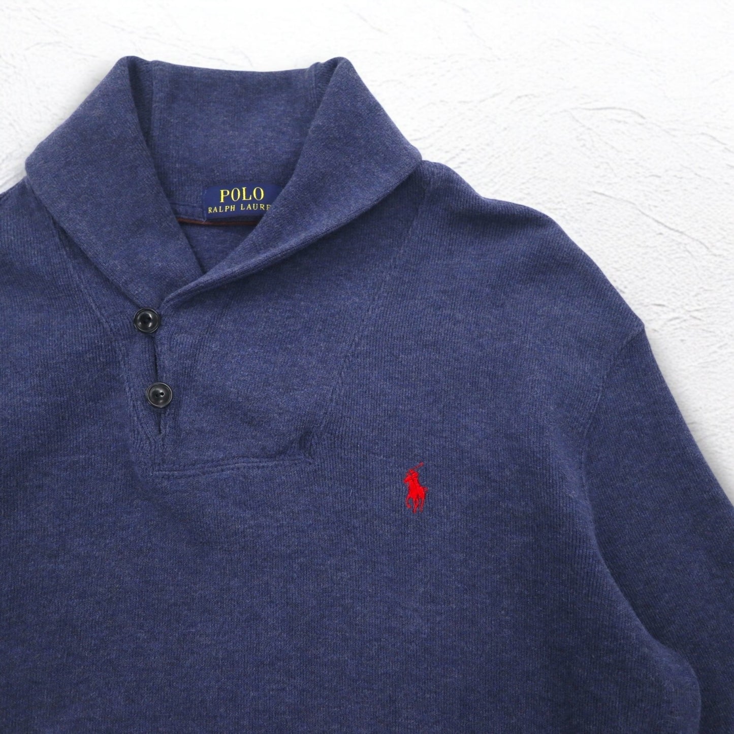 POLO RALPH LAUREN ショールカラー スウェット L ネイビー コットン スモールポニー刺繍