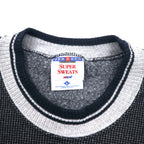 Made in USA 90s JERZEES Rib Line Waffle Sweatshirt L Grey Cotton Fleece Lining FFY One Point Embroidery SUPER SWEATS