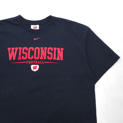 NIKE 00年代 TEAM カレッジプリント Tシャツ XL ブラック WISCONSIN FOOTBALL センタースウォッシュ