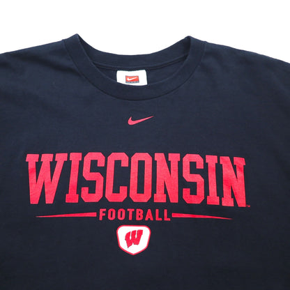 NIKE 00年代 TEAM カレッジプリント Tシャツ XL ブラック WISCONSIN FOOTBALL センタースウォッシュ