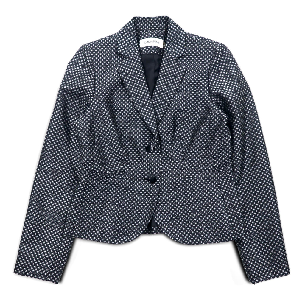 Calvin Klein 2B テーラードジャケット S シルバー モノグラム 総柄 ポリエステル