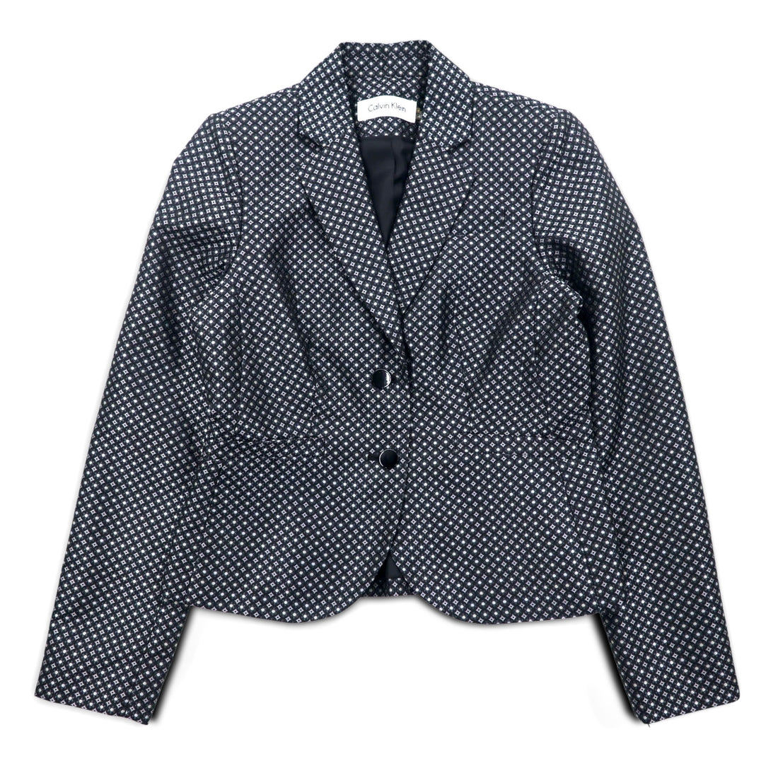 Calvin Klein 2B テーラードジャケット S シルバー モノグラム 総柄 ポリエステル