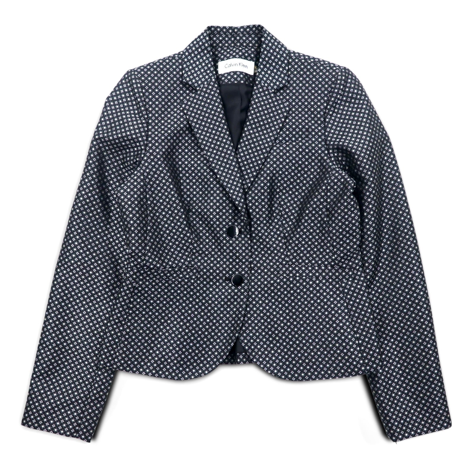 Calvin Klein 2B テーラードジャケット S シルバー モノグラム 総柄 ポリエステル