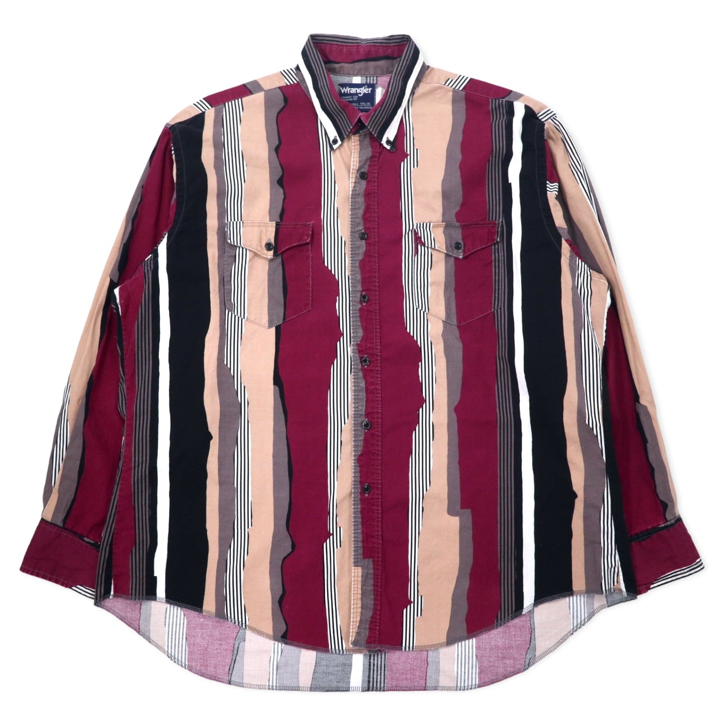 日本然リトテ-古着オンライン-Wrangler USA製 80年代 カウボーイカット ボタンダウンシャツ XL マルチカラー コットン-Wrangler USA Made 80's Cowboy Cut Button-down Shirts XL multi color Cotton