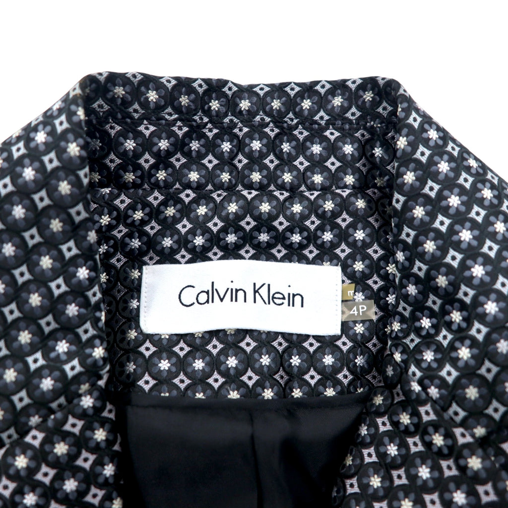 Calvin Klein 2B テーラードジャケット S シルバー モノグラム 総柄 ポリエステル