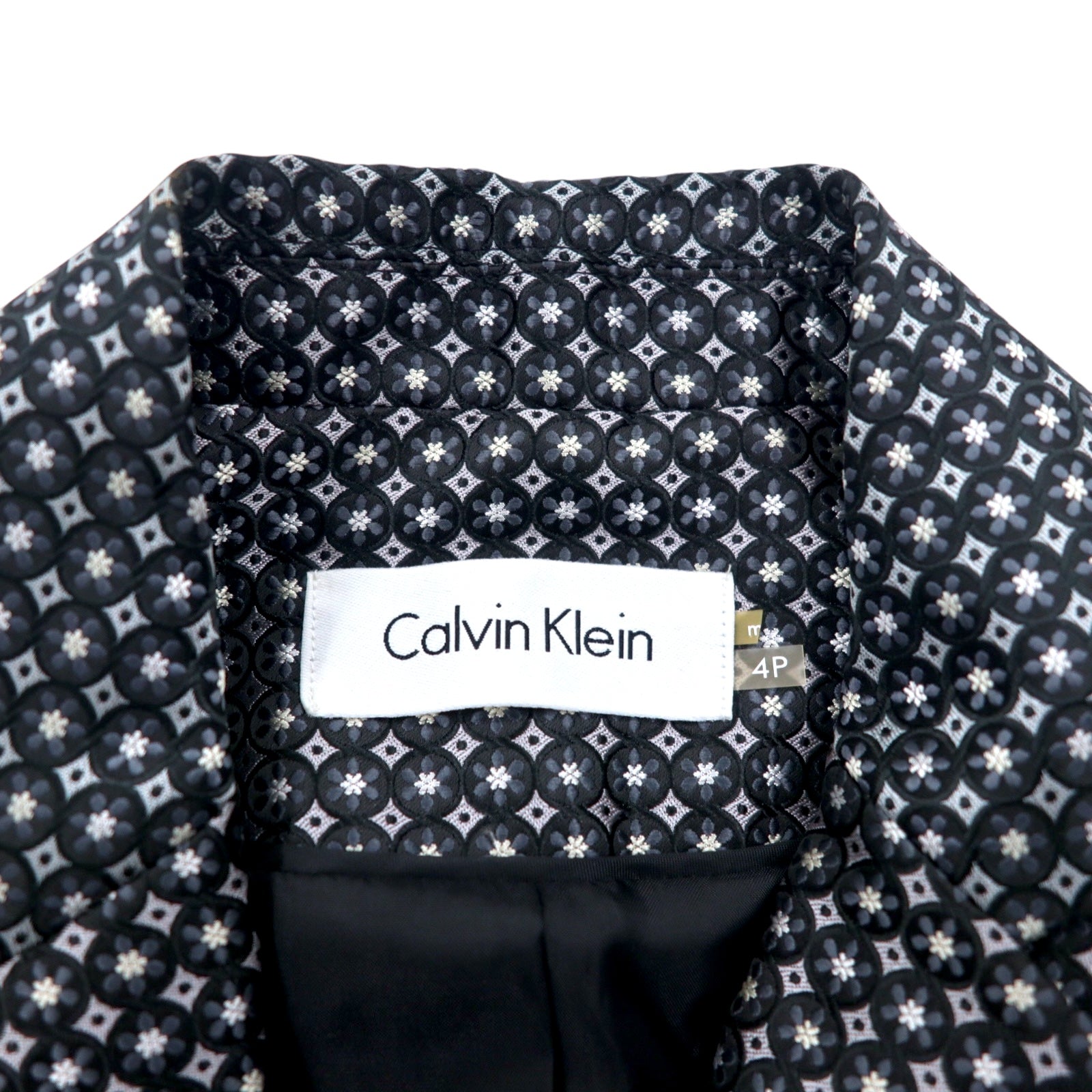 Calvin Klein 2B テーラードジャケット S シルバー モノグラム 総柄 ポリエステル