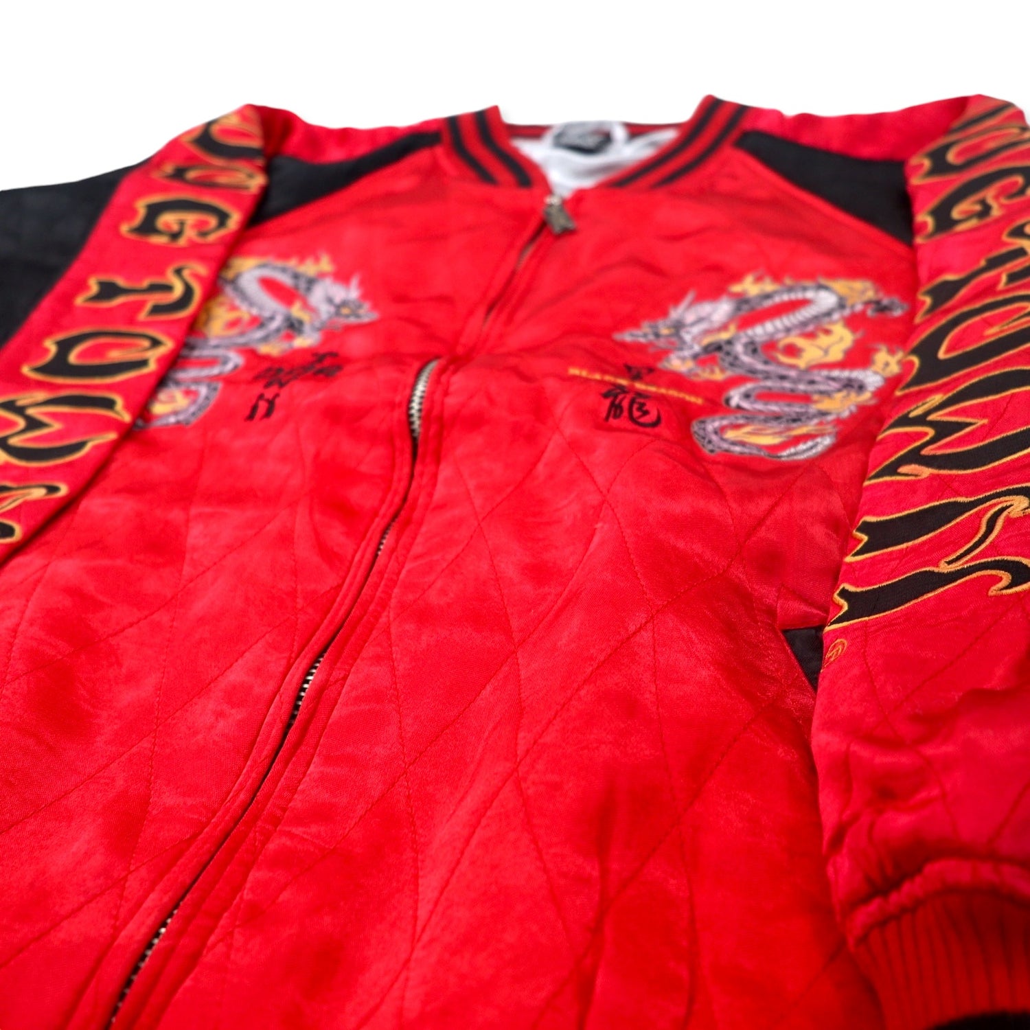 DOG TOWN SOUVENIR JACKET XL Red Rayon QUILTED Double -sided 