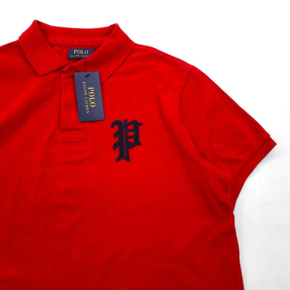 POLO RALPH LAUREN polo shirt, size L, red, cotton, pique, P logo patch, custom fit, unused