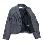 Calvin Klein 2B テーラードジャケット S シルバー モノグラム 総柄 ポリエステル