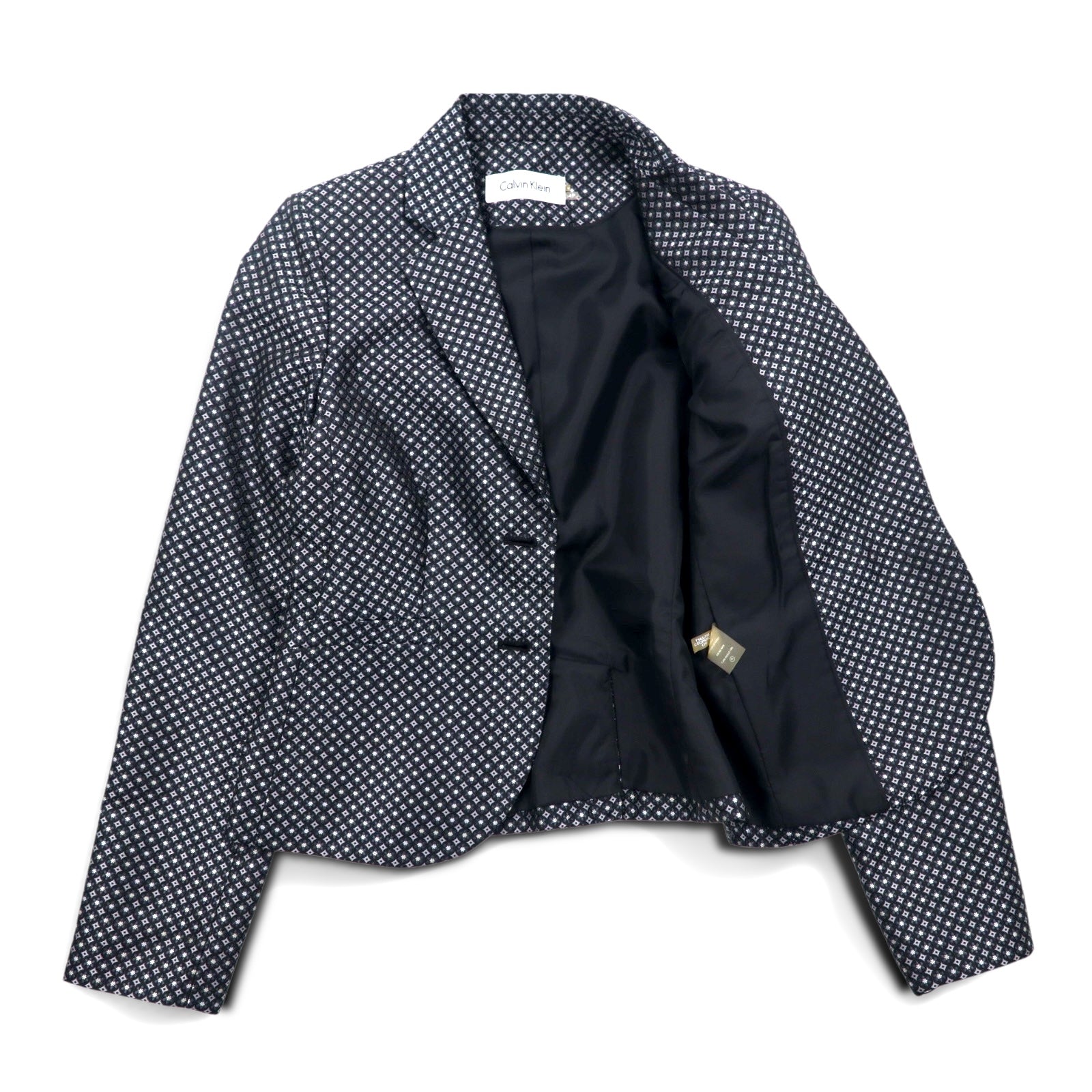 Calvin Klein 2B テーラードジャケット S シルバー モノグラム 総柄 ポリエステル
