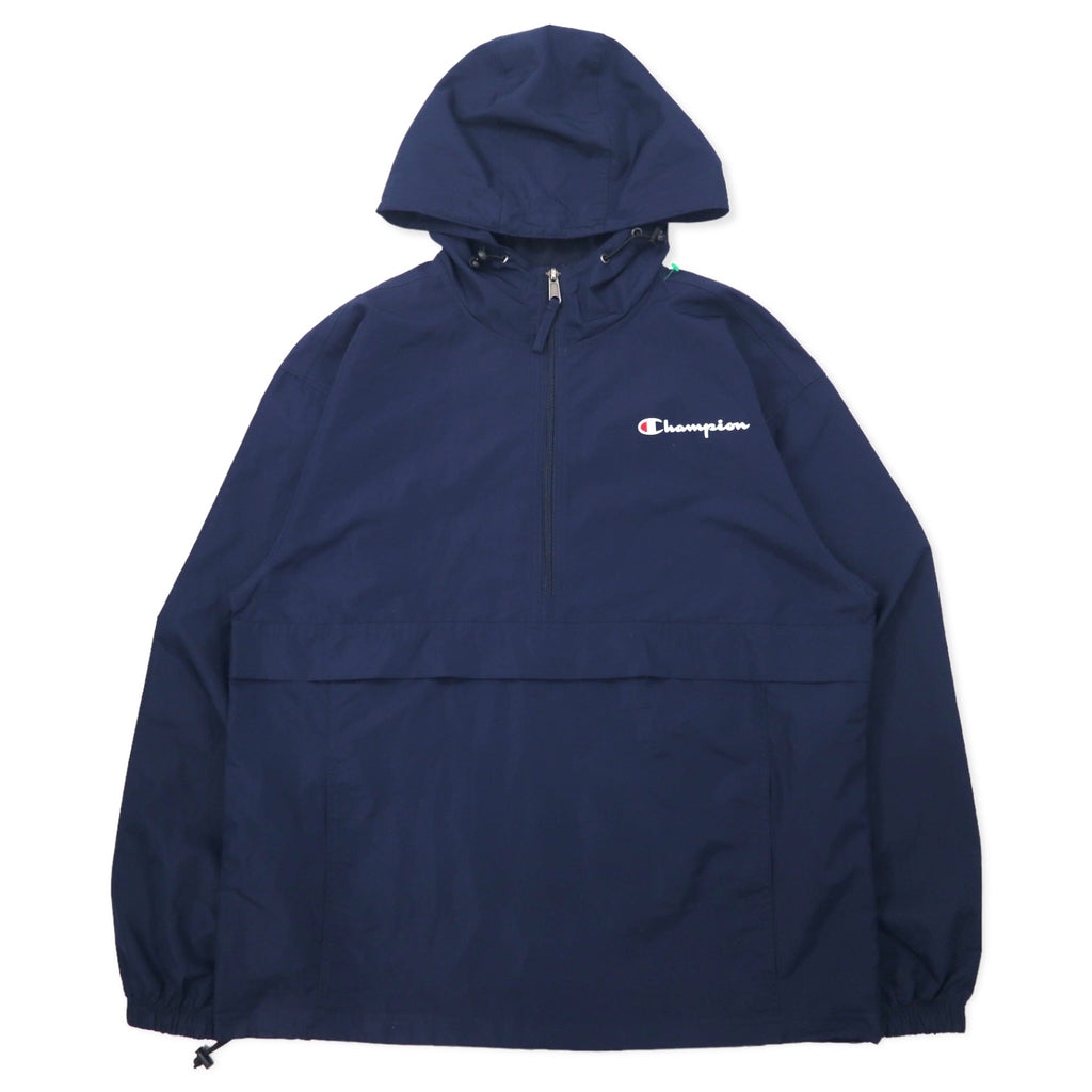 日本然リトテ-古着オンライン-Champion アノラックパーカー L ネイビー ポリエステル-Champion Anorak Hoodie L Navy Polyester