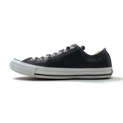 CONVERSE Leather All Star OX Sneakers, Size 27cm, Black, 1B906