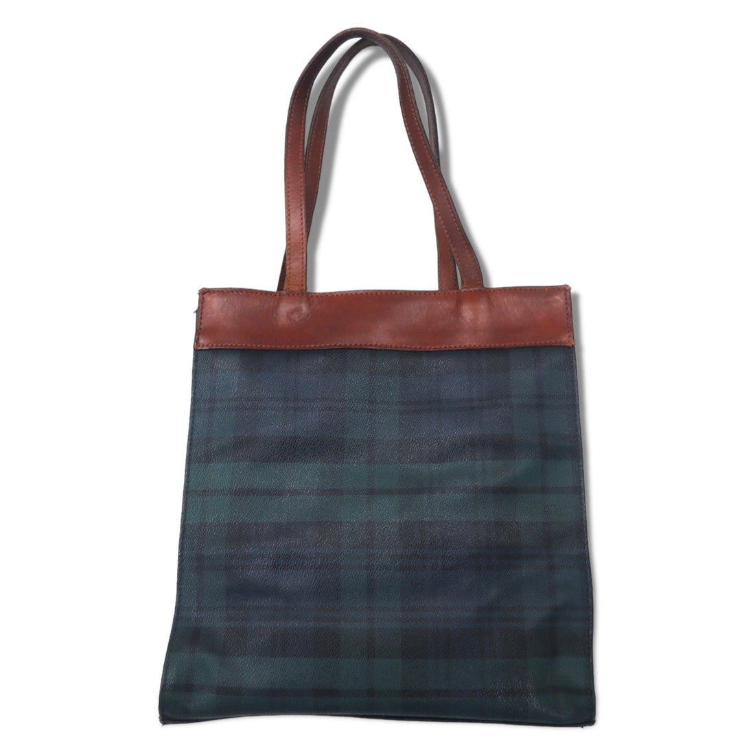 POLO RALPH LAUREN tote bag green check PVC leather switching