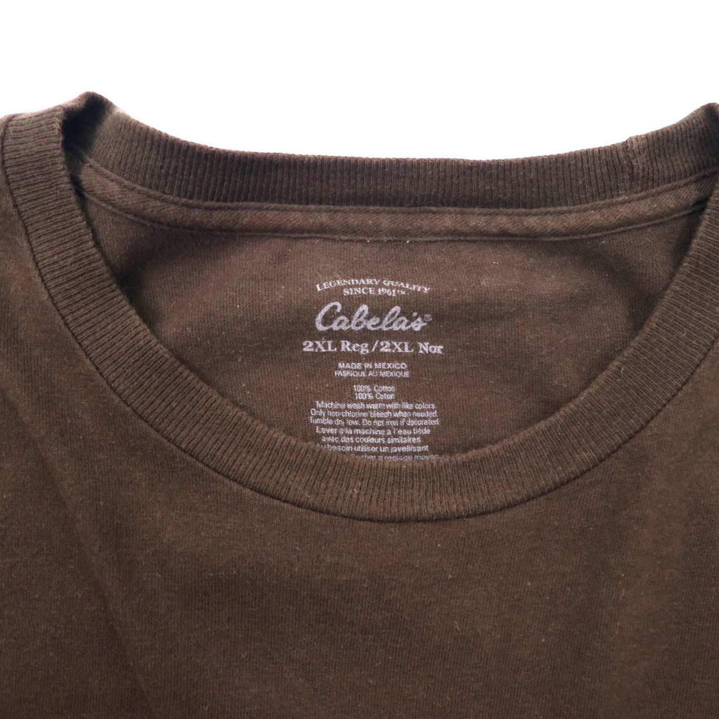 Cabela's ビッグサイズ Tシャツ 2XL ブラウン コットン プリント メキシコ製