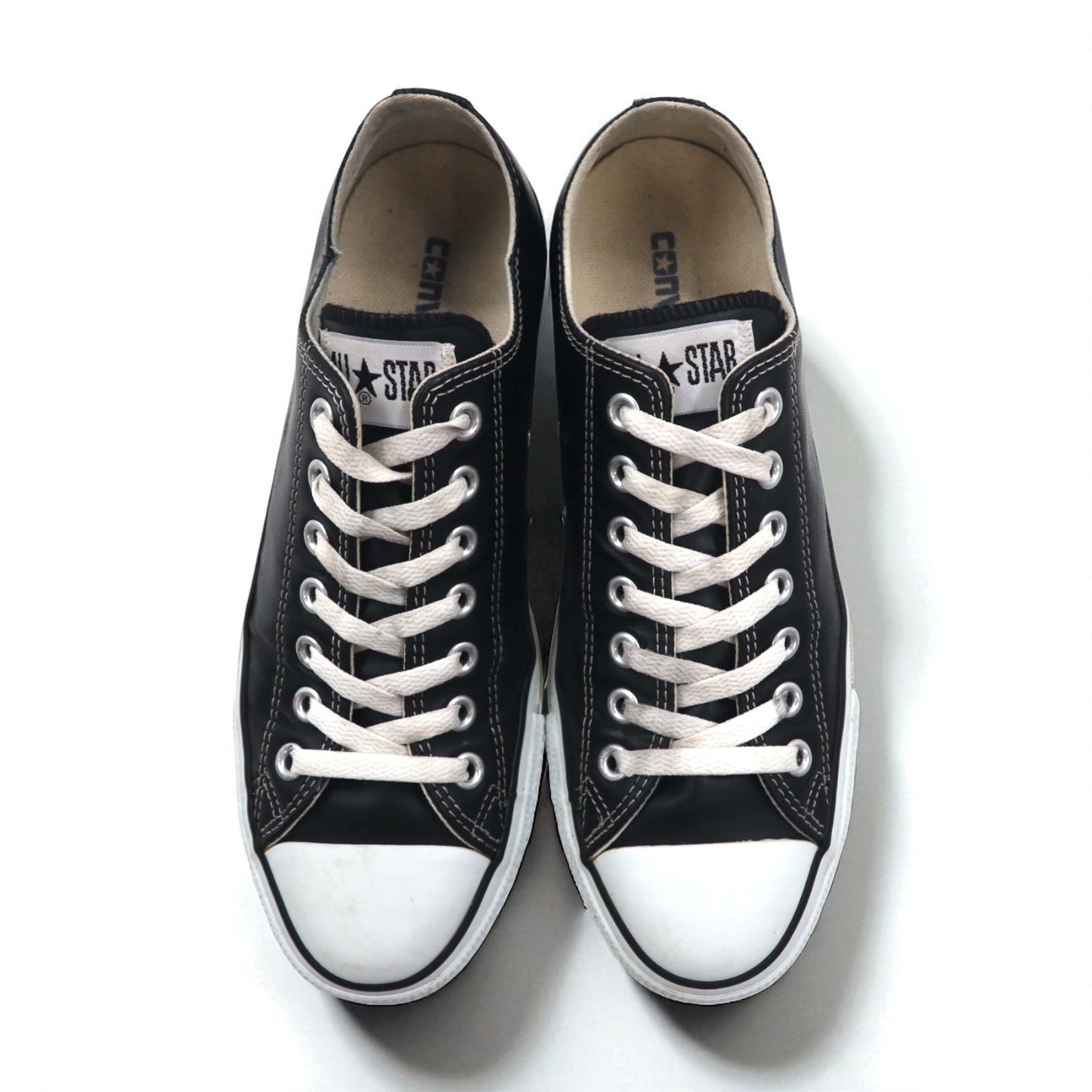 CONVERSE Leather All Star OX Sneakers, Size 27cm, Black, 1B906