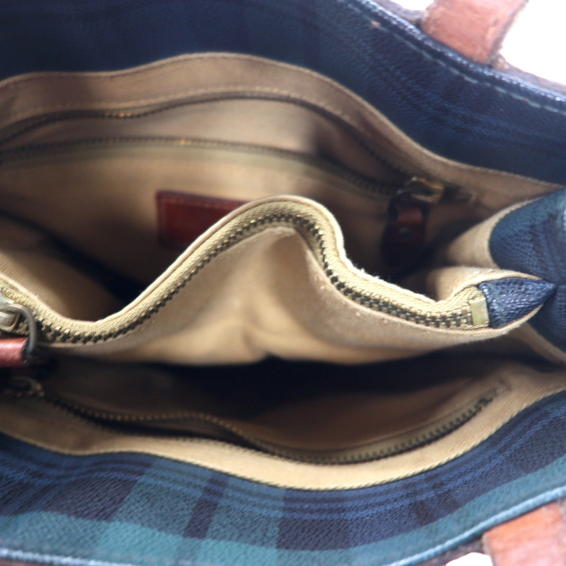 POLO RALPH LAUREN tote bag green check PVC leather switching