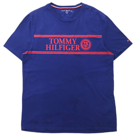 日本然リトテ-古着オンライン-TOMMY HILFIGER プリントTシャツ L ブルー コットン-