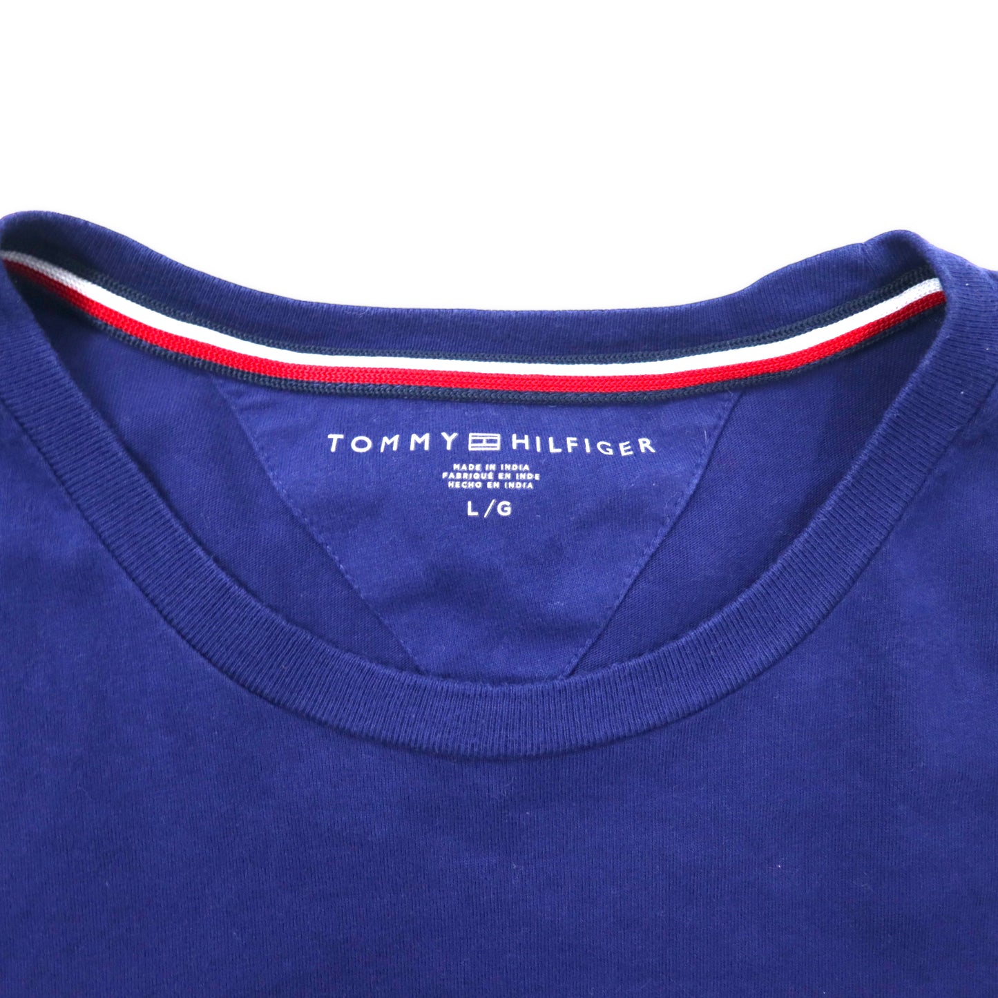 TOMMY HILFIGER プリントTシャツ L ブルー コットン