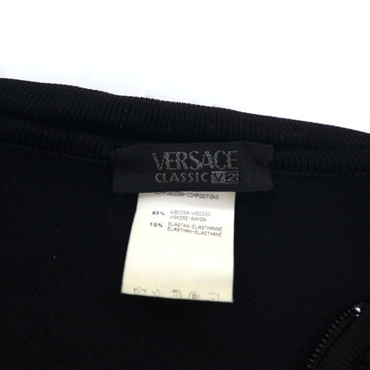VERSACE CLASSIC V2 イタリア製 ハーフジップ レーヨンニット シャツ L ブラック ストレッチ