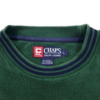 CHAPS RALPH LAUREN 90s Ribline Pile Sweatshirt L Green Cotton One Point Embroidery