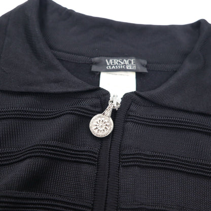 VERSACE CLASSIC V2 イタリア製 ハーフジップ レーヨンニット シャツ L ブラック ストレッチ