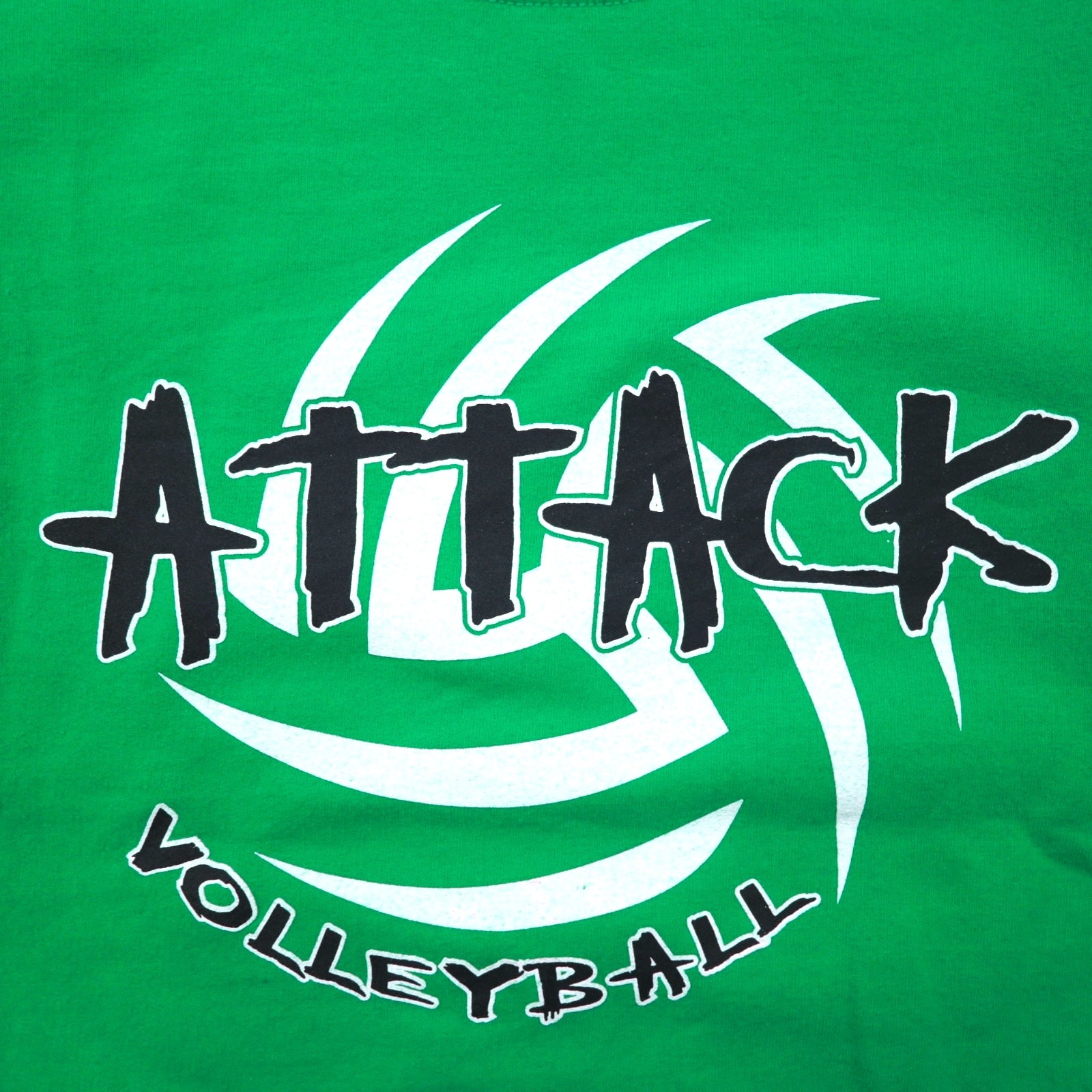 GILDAN クルーネック スウェット L グリーン プリント 裏起毛 ATTACK VOLLEYBALL ホンジュラス製