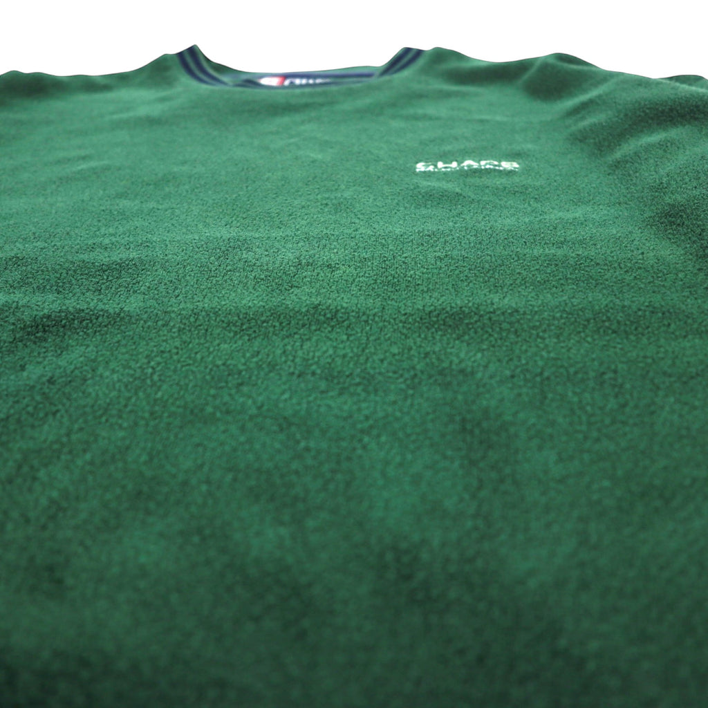 CHAPS RALPH LAUREN 90s Ribline Pile Sweatshirt L Green Cotton One Point Embroidery