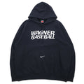 NIKE 00s ​​TEAM TAG WAGNER BASEBALL PRINTED HOODIE XL BLACK COTTON CENTER SWOOSH LOGO EMBROIDERED