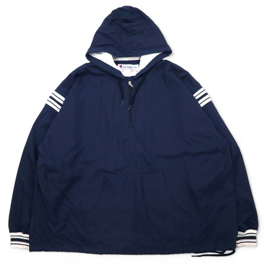 Champion 90年代 ハーフジップ アノラックパーカー XXL ネイビー ナイロン