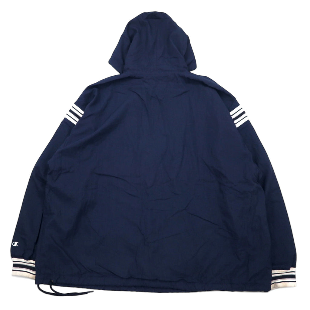 Champion 90年代 ハーフジップ アノラックパーカー XXL ネイビー ナイロン