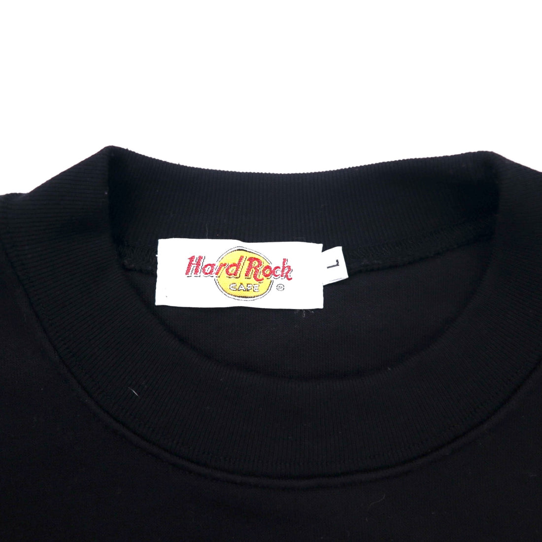 Hard Rock CAFE 90s Logo Embroidered Sweatshirt L Black Cotton Fleece Lining BANGKOK